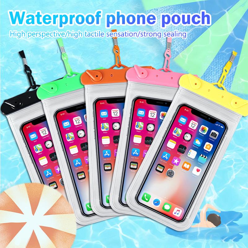 Dry Bag Waterproof - 【F】เคสกันน้ำแบบเต็มจอสำหรับโทรศัพท์ ใส่ใต้น้ำ ป้องกันหิมะและฝน กระเป๋ากันน้ำแบบใสสำหรับว่ายน้ำ ซองใส่โทรศัพท์มือถือขนาดใหญ่