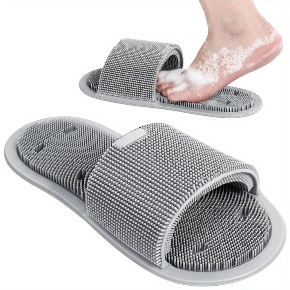 Flippers Swimming - แปรงขัดเท้าซิลิโคน รองเท้าแตะนวดเท้าสำหรับอาบน้ำ ทำความสะอาด ขัดผิว สปา ขจัดเซลล์ผิวที่ตายแล้ว