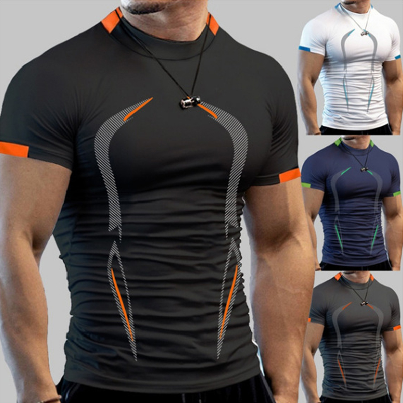 Rash Guard - สไตล์ยิมออกกําลังกายการบีบอัดเสื้อสําหรับชายกีฬา Quick DRY TShirt Tees วิ่ง