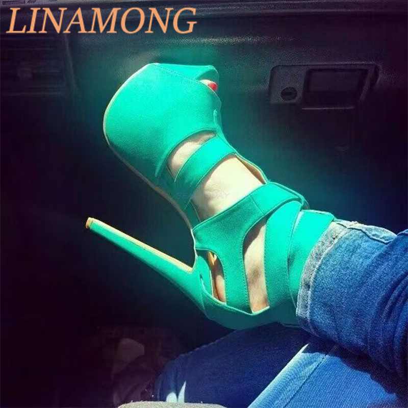 Water Shoes - รองเท้าส้นสูงแบบรัดข้อเท้า ดีไซน์รูปปากปลา สีฟ้า แฟชั่นเก๋ แบบโปร่ง เรียบง่าย