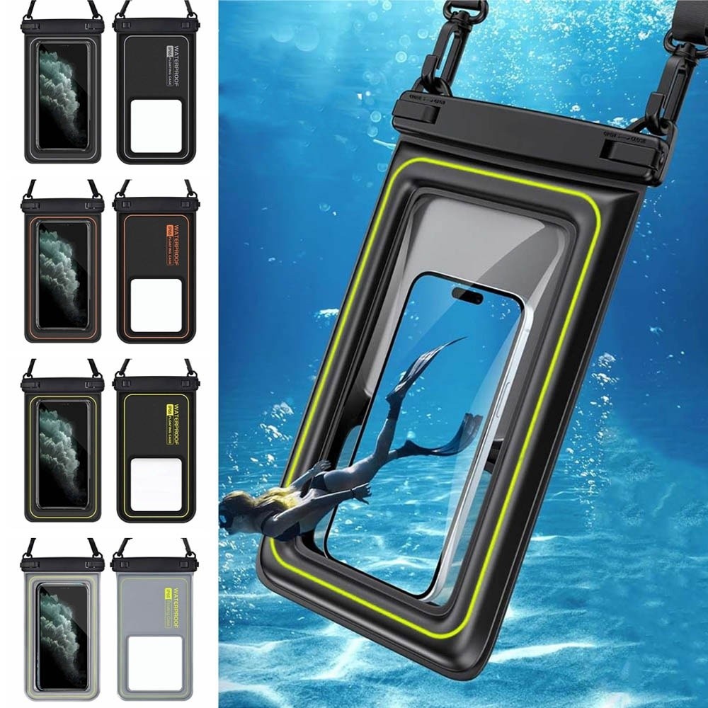 Dry Bag Waterproof - กระเป๋ากันน้ำสำหรับโทรศัพท์มือถือแบบใส ใช้ได้กับทุกรุ่น วัสดุ PVC สำหรับใช้งานใต้น้ำ รองรับหน้าจอสัมผัส