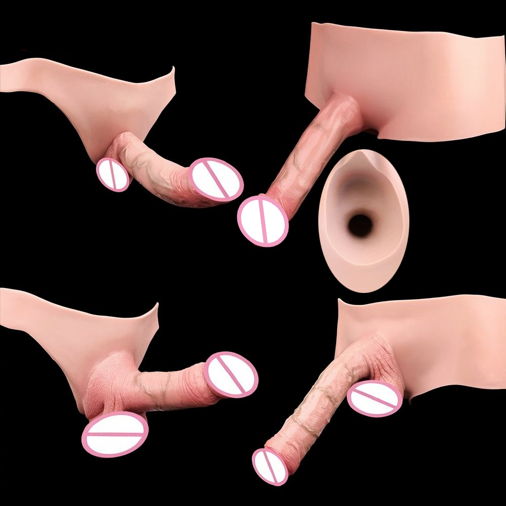 Wetsuit Men - ปลอกอวัยวะเพศชายแบบใส FAAK Realistic Hollow Dildo พร้อมกางเกงในซิลิโคนแบบโปร่งใส