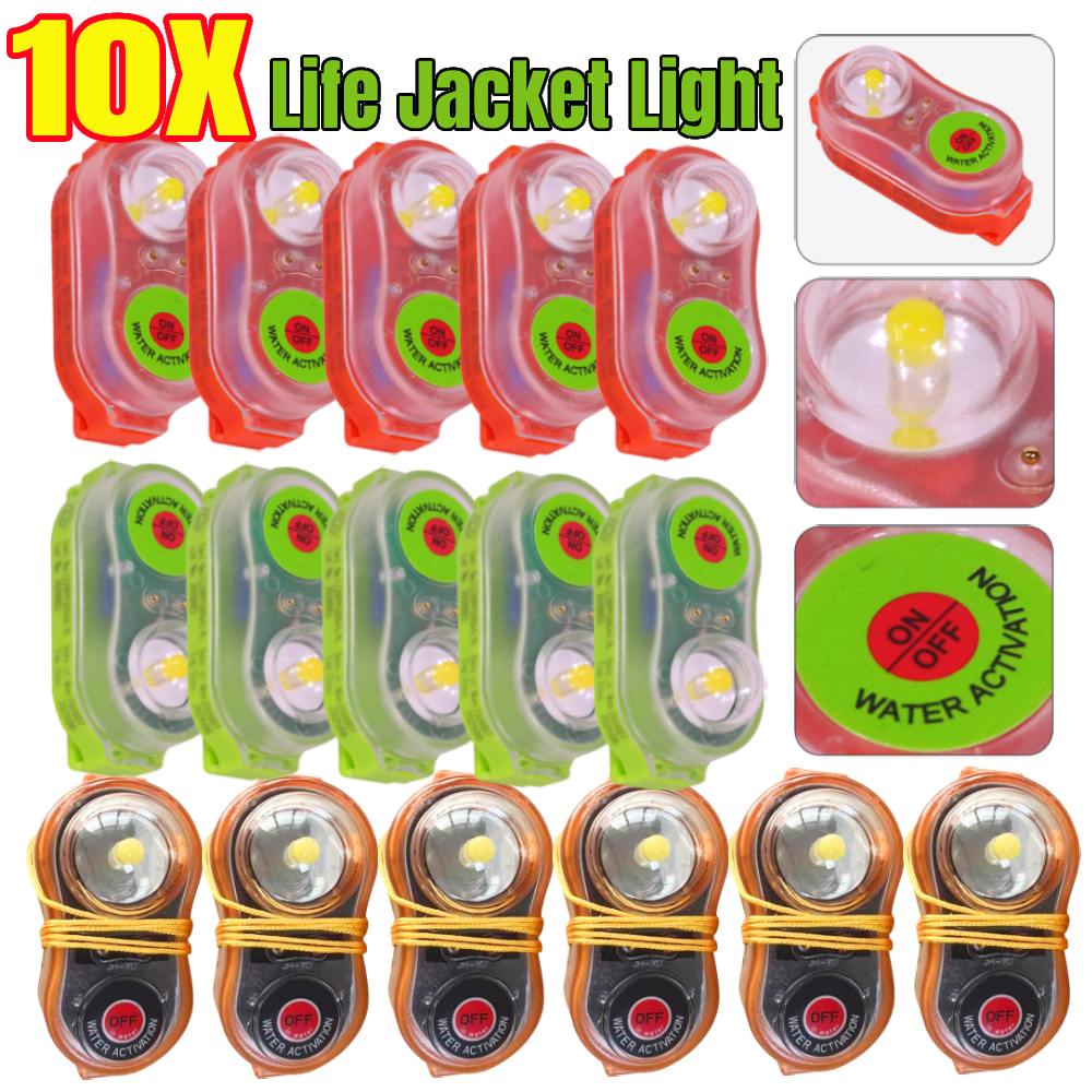 Life Jacket - 1-10pcs LED แบตเตอรี่ลิเธียมเสื้อชูชีพโคมไฟที่โดดเด่นดึงดูดโคมไฟน้ําทะเล Self-Lighting Light ช่วยชีวิตสําหรับเสื้อชูชีพ