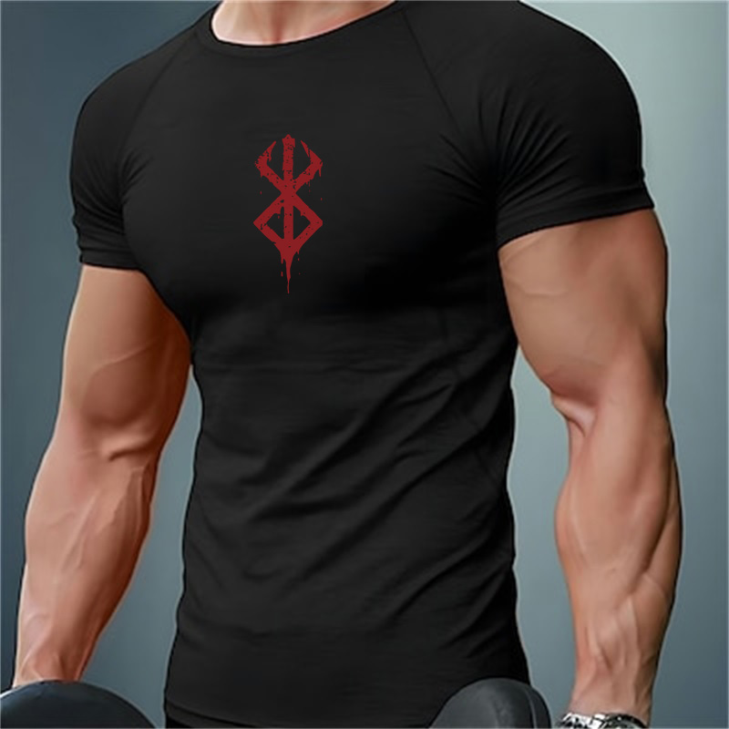 Rash Guard - เสื้อยืดคอมเพรสชั่นพิมพ์ลายสำหรับผู้ชาย แขนสั้น สำหรับฤดูร้อน เสื้อรัดกล้ามเนื้อสำหรับออกกำลังกาย เสื้อยืดออกกำลังกาย แห้งเร็ว